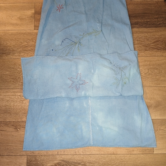 Vintage Embroidered Jean Denim Dress & Button Up Top 2 Piece Set Outfit Large - Picture 11 of 13